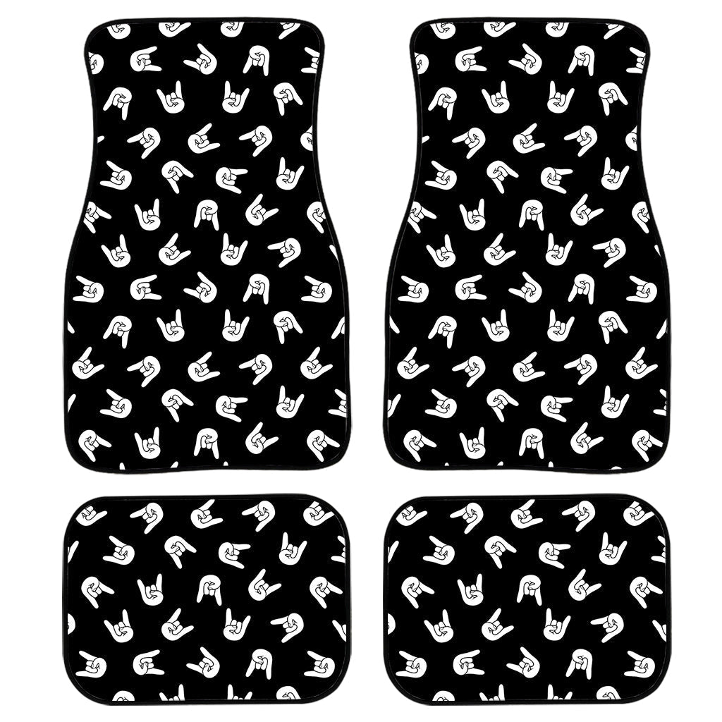 Rock And Roll Hand Sign Pattern Print Front And Back Car Floor Mats/ Front Car Mat