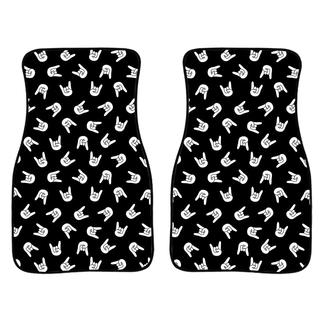 Rock And Roll Hand Sign Pattern Print Front And Back Car Floor Mats/ Front Car Mat