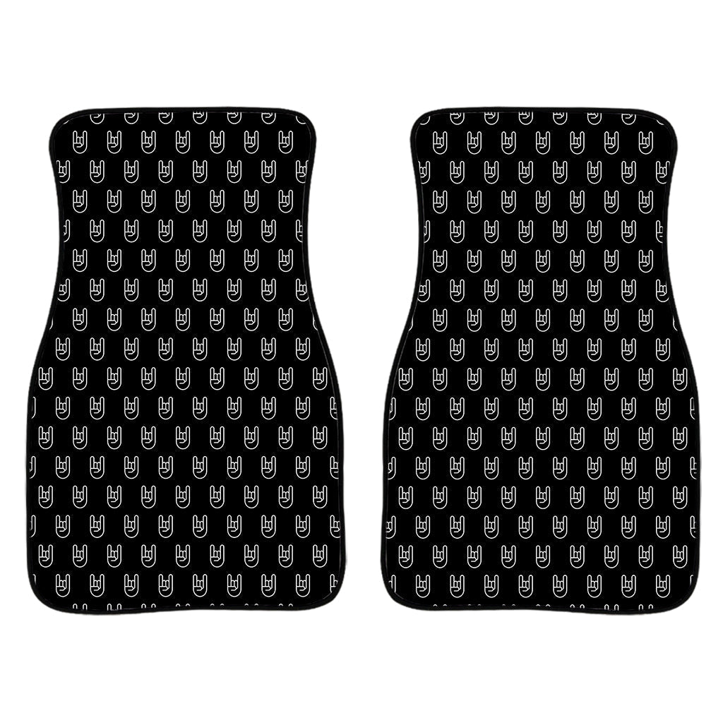 Rock And Roll Hand Symbol Pattern Print Front And Back Car Floor Mats/ Front Car Mat