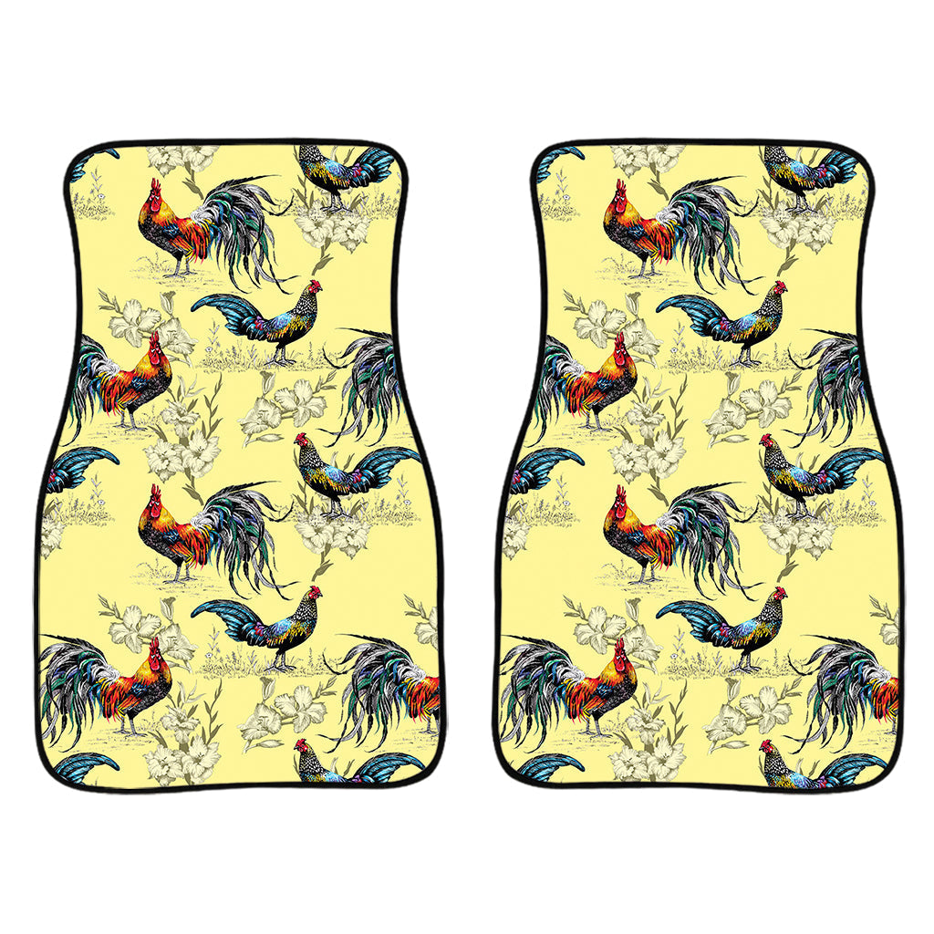 Rooster And Flower Pattern Print Front And Back Car Floor Mats/ Front Car Mat