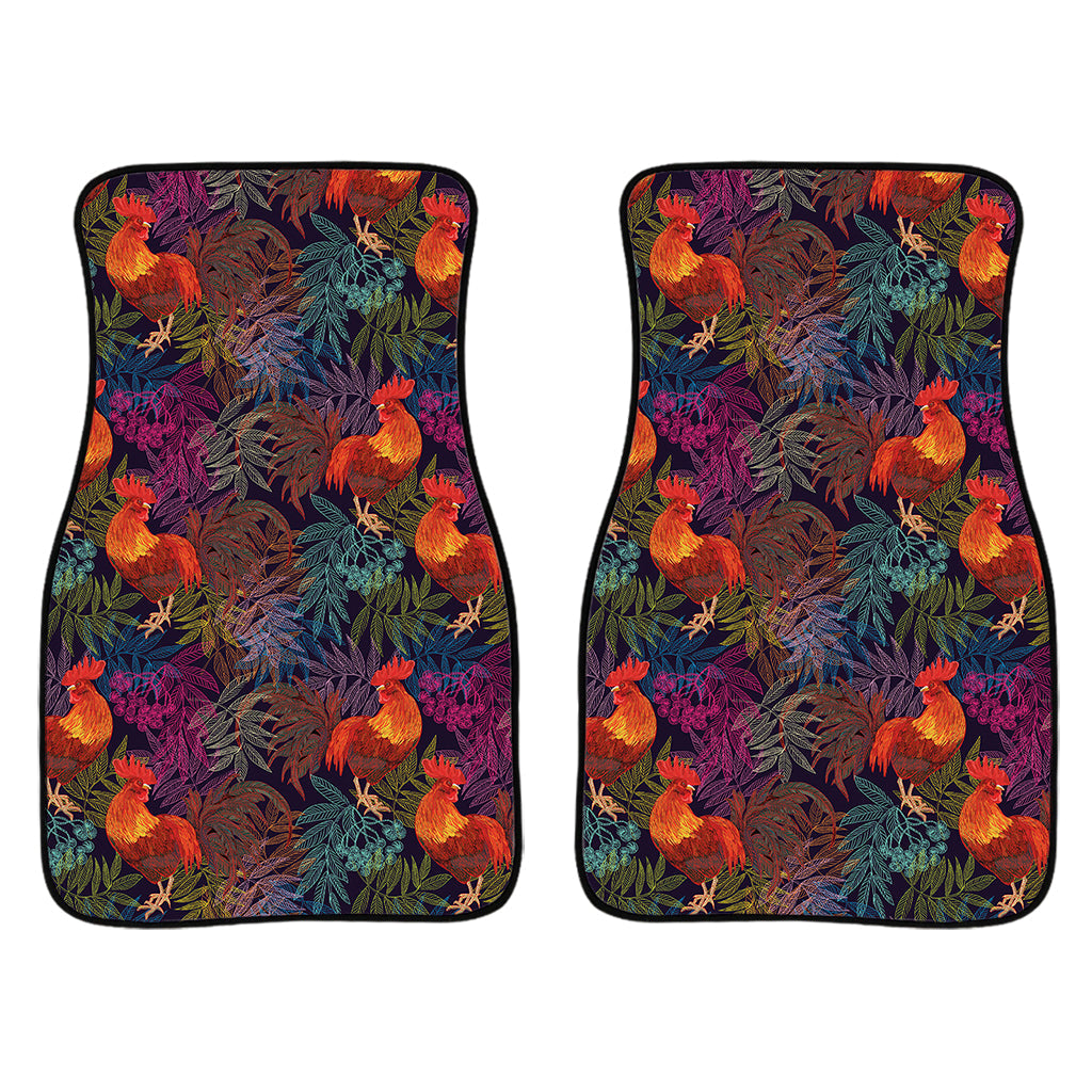 Rooster And Rowan Pattern Print Front And Back Car Floor Mats/ Front Car Mat