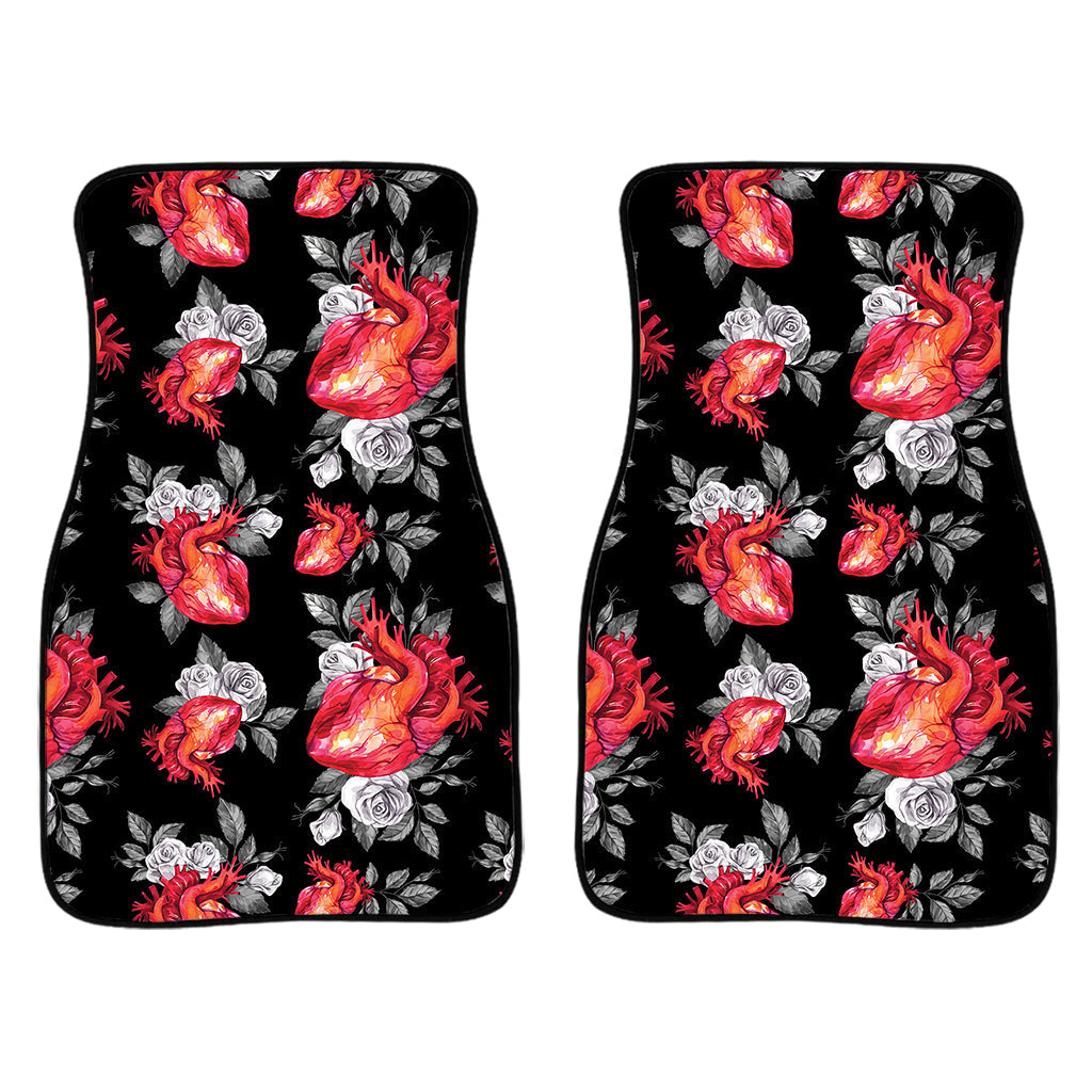 Rose And Heart Pattern Print Front And Back Car Floor Mats/ Front Car Mat