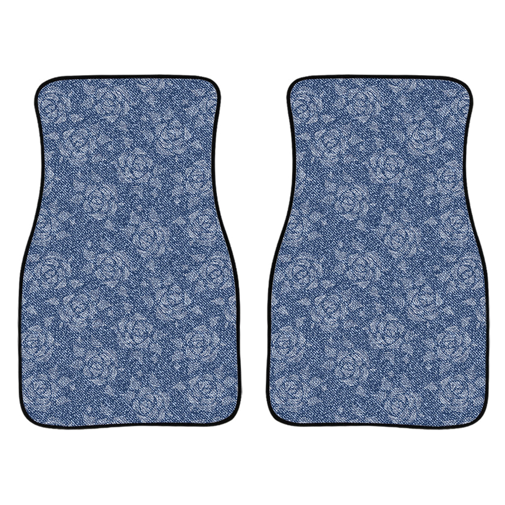 Rose Denim Jeans Pattern Print Front And Back Car Floor Mats/ Front Car Mat