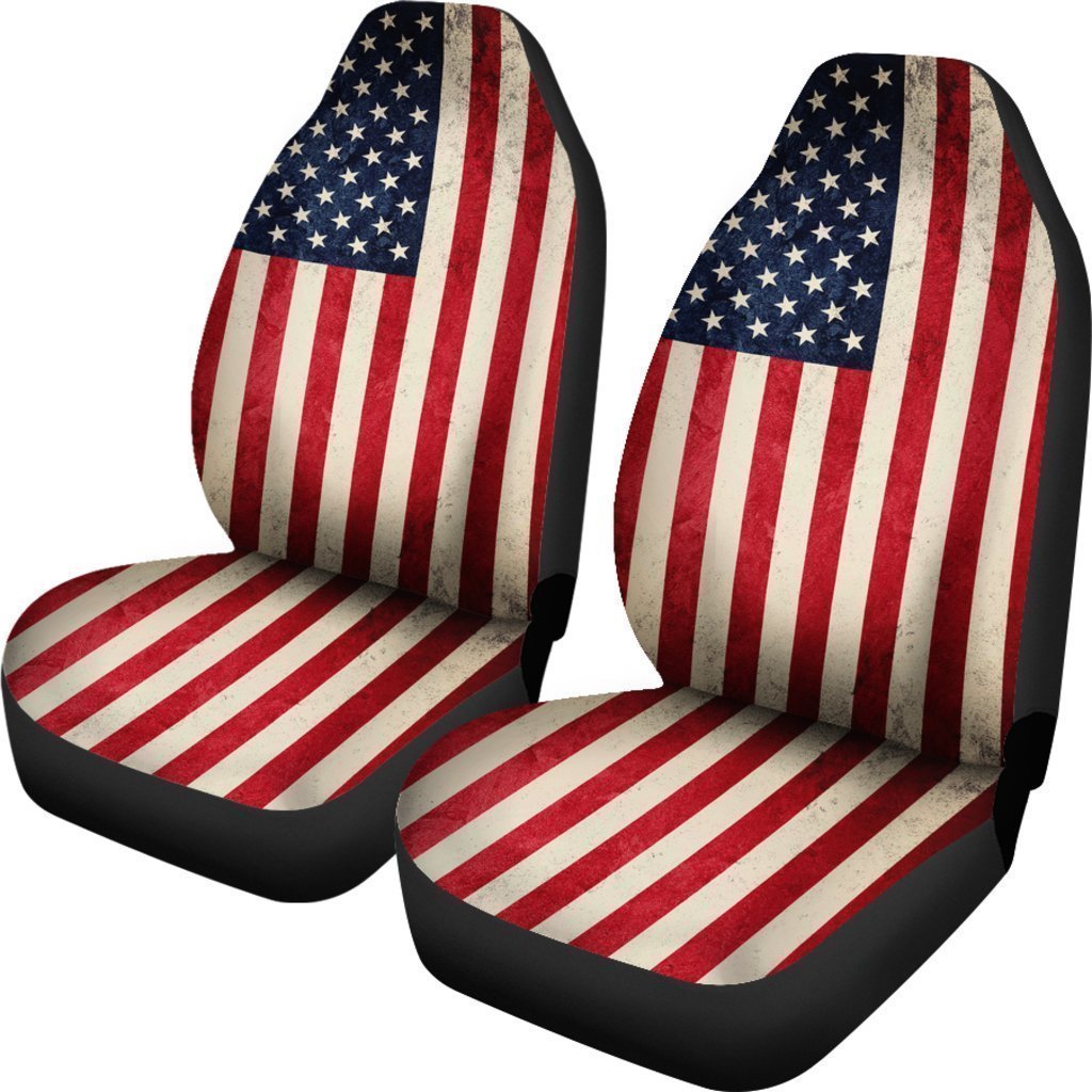 Rough American Flag Patriotic Universal Fit Car Seat Covers