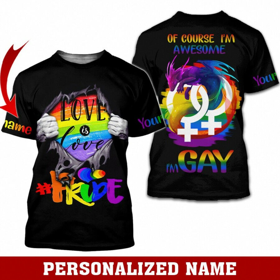Personalized Name Lgbt Pride Gay 3D Shirt All Over Printed/ Gay Pride Shirt/ Gift For Gay Friend