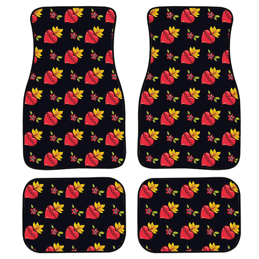 Sacred Heart Pattern Print Front And Back Car Floor Mats/ Front Car Mat