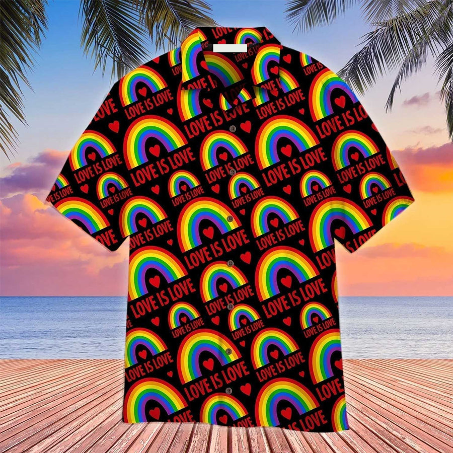 LGBT Aloha Hawaiian Shirts For Summer/ Love Is Love Rainbow Colorful LGBT Hawaiian Shirts
