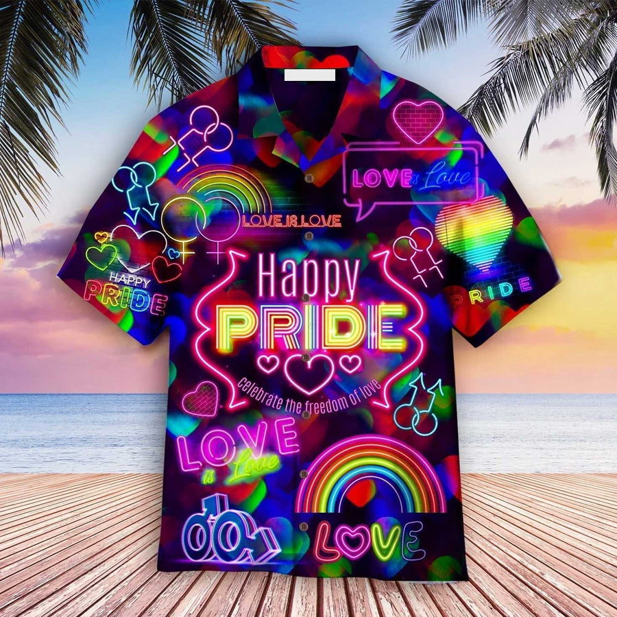 LGBT Aloha Hawaiian Shirts For Summer/ Rainbow Colorful LGBT Hawaiian Shirts/ Gift For Gaymer And Lesbian