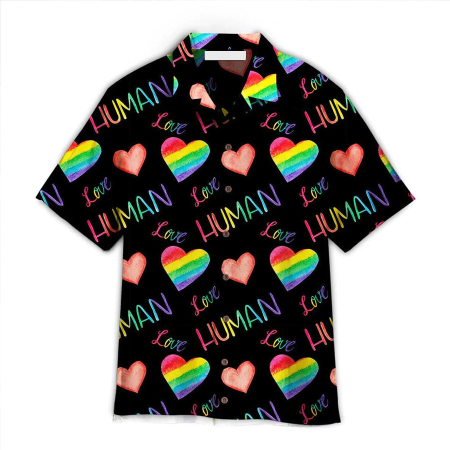 LGBT Aloha Hawaiian Shirts For Summer/ Heart Rainbow Colorful LGBT Hawaiian Shirts/ Gift For Gaymer And Lesbian