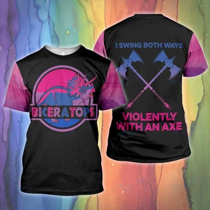 Bisexual 3D Shirt/ Lgbt Bisexual Dinosaur Swing Both 3D All Over Printed Shirt/ Bisexual Pride Apparel