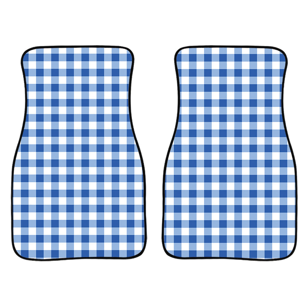 Sapphire Blue Check Pattern Print Front And Back Car Floor Mats/ Front Car Mat