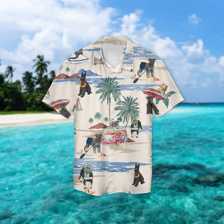 Schnauzer Summer Beach Hawaiian Shirt/ Hawaiian Shirts for Men Women Short Sleeve Aloha Beach Shirt