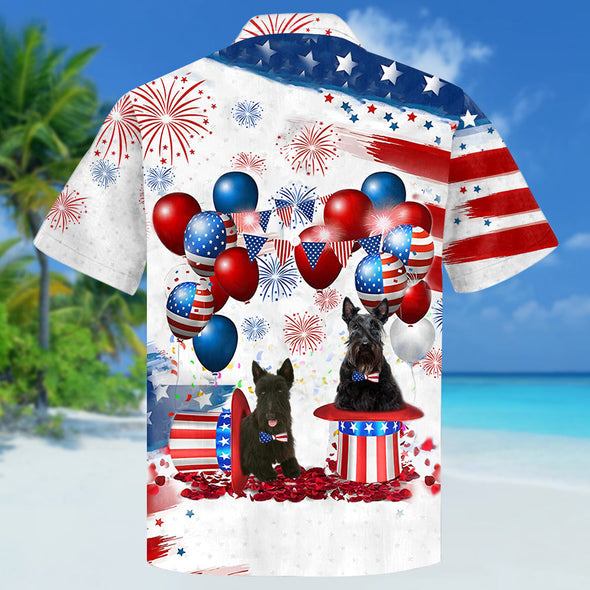 Scottish terrier Independence Day Hawaiian Shirt for men and women/ 4th of july hawaiian shirt