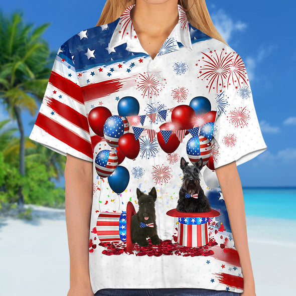 Scottish terrier Independence Day Hawaiian Shirt for men and women/ 4th of july hawaiian shirt