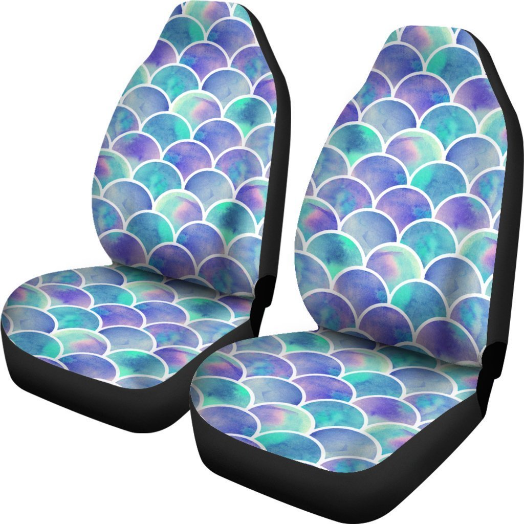 Sea Blue Mermaid Scales Pattern Print Universal Fit Car Seat Covers