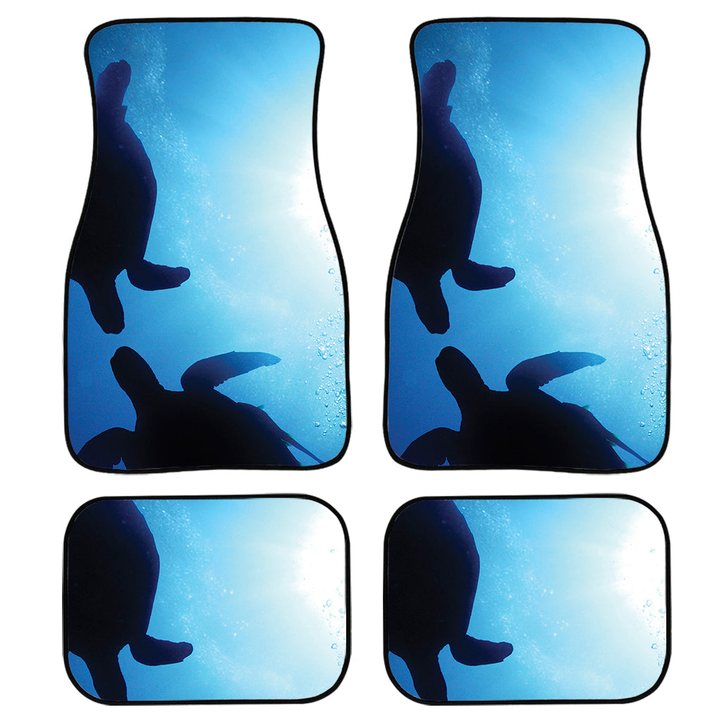Sea Turtle Family Underwater Print Front And Back Car Floor Mats/ Front Car Mat