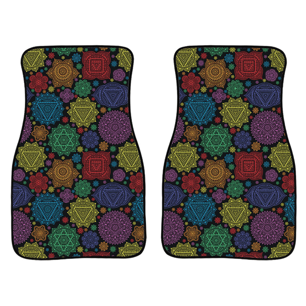 Seven Chakras Flowers Pattern Print Front And Back Car Floor Mats/ Front Car Mat