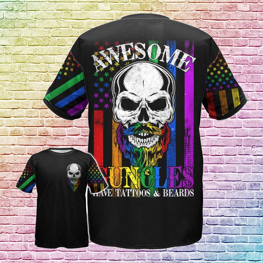 Gay Pride Shirt/ LGBT Awesome Guncles T Shirt/ Guncle Have Tattoos And Beards Shirts For LGBT Pride Month