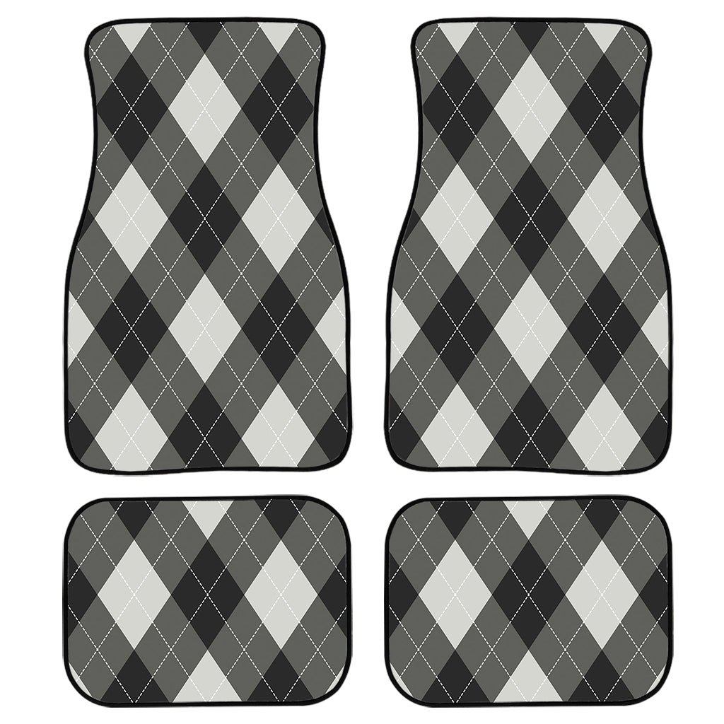 Shadow Grey Argyle Pattern Print Front And Back Car Floor Mats/ Front Car Mat