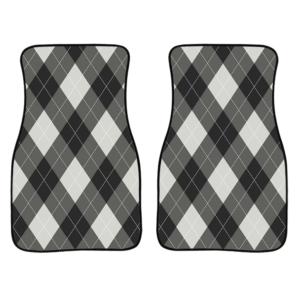 Shadow Grey Argyle Pattern Print Front And Back Car Floor Mats/ Front Car Mat
