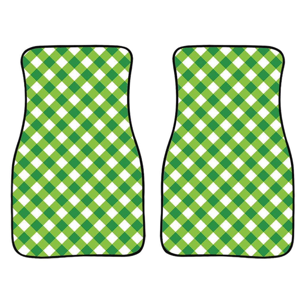 Shamrock Green And White Gingham Print Front And Back Car Floor Mats/ Front Car Mat
