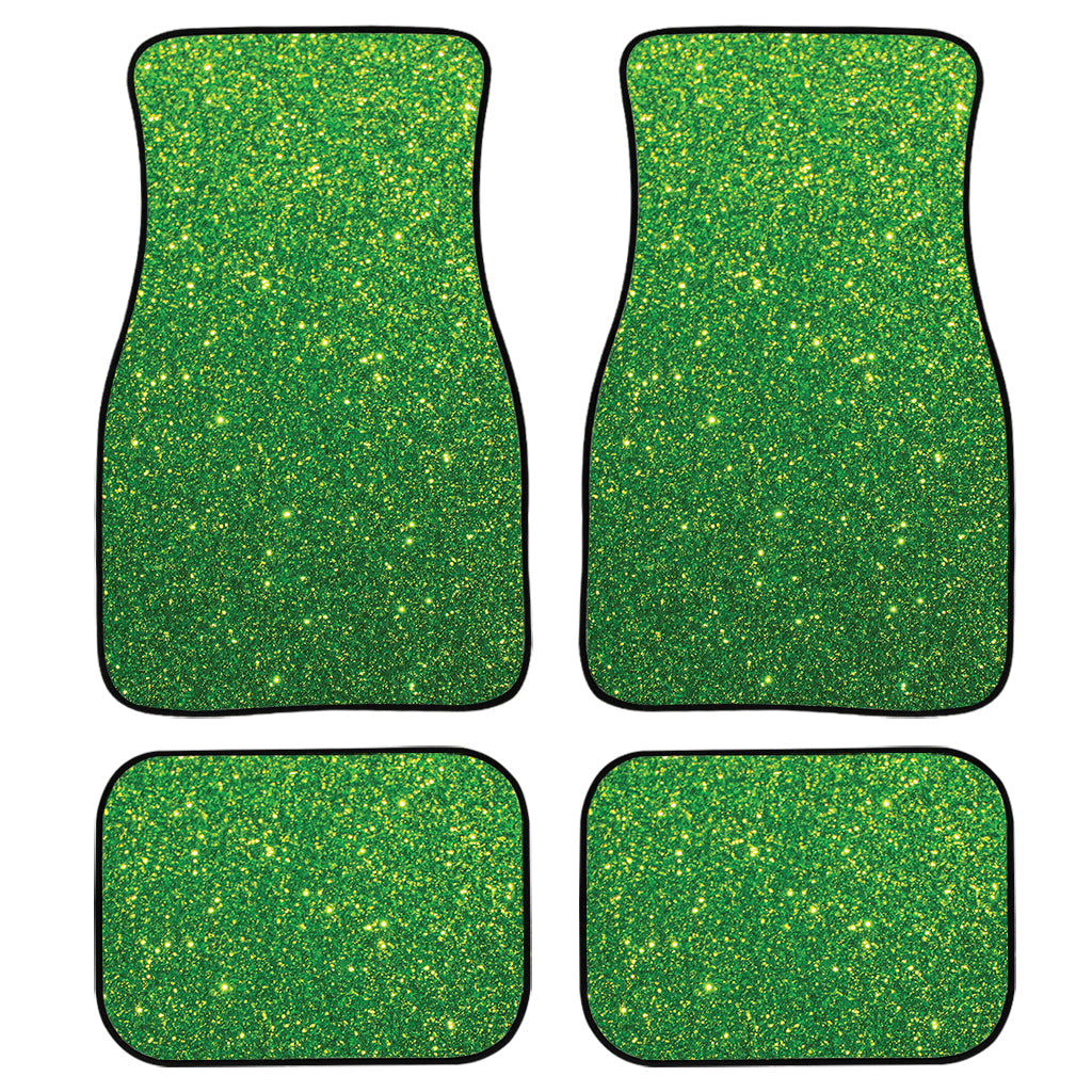 Shamrock Green Glitter Texture Print Front And Back Car Floor Mats/ Front Car Mat