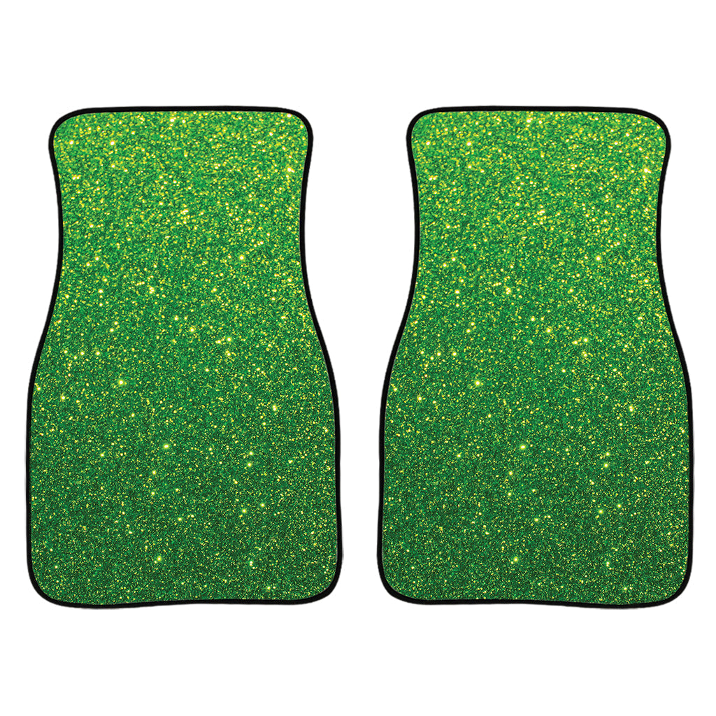 Shamrock Green Glitter Texture Print Front And Back Car Floor Mats/ Front Car Mat