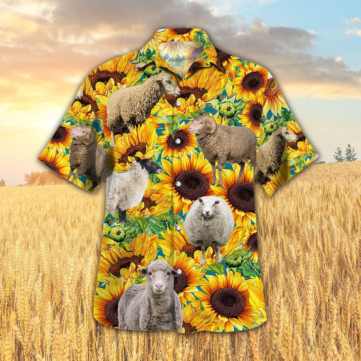 Sunflower Sheep Hawaiian Shirt