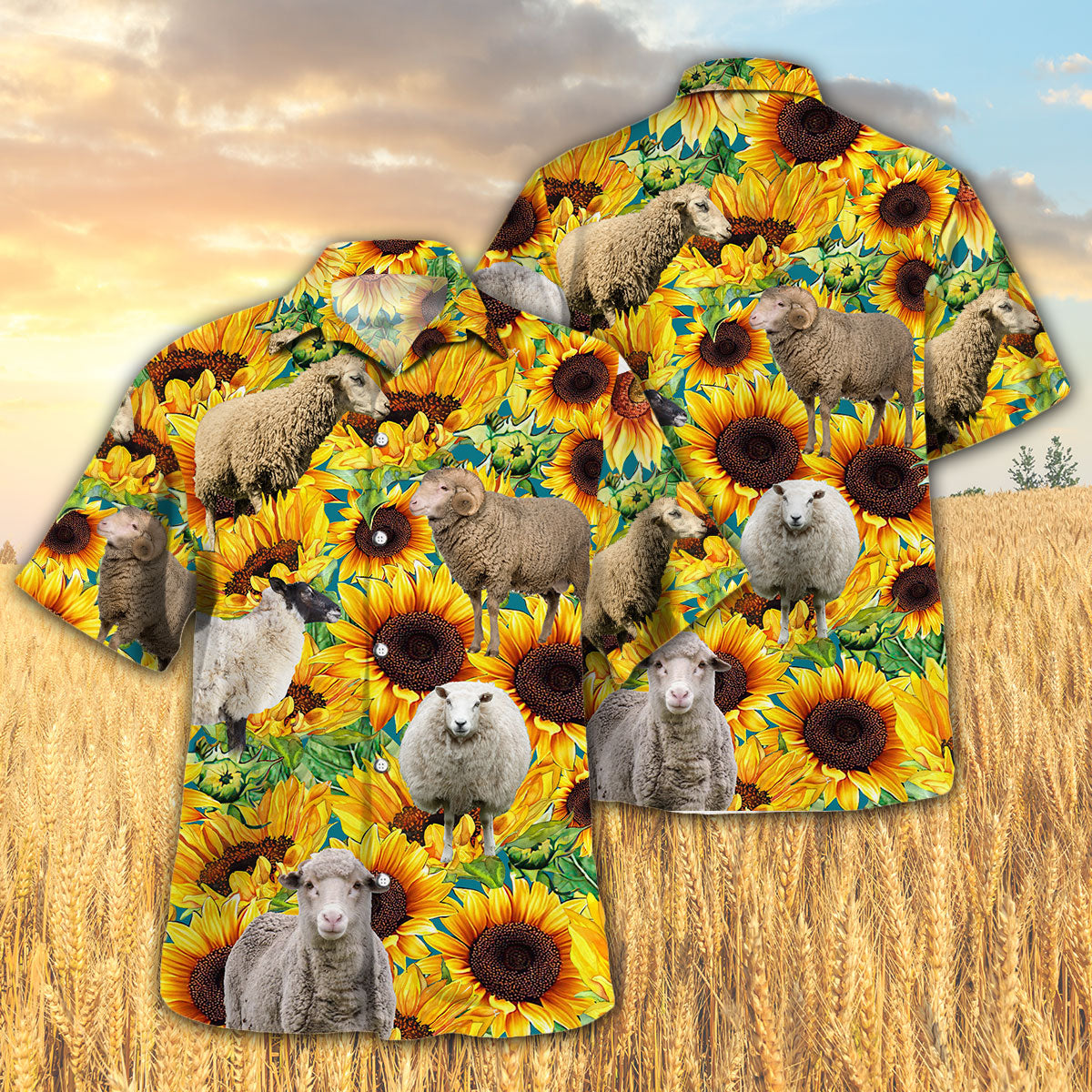 Sunflower Sheep Hawaiian Shirt