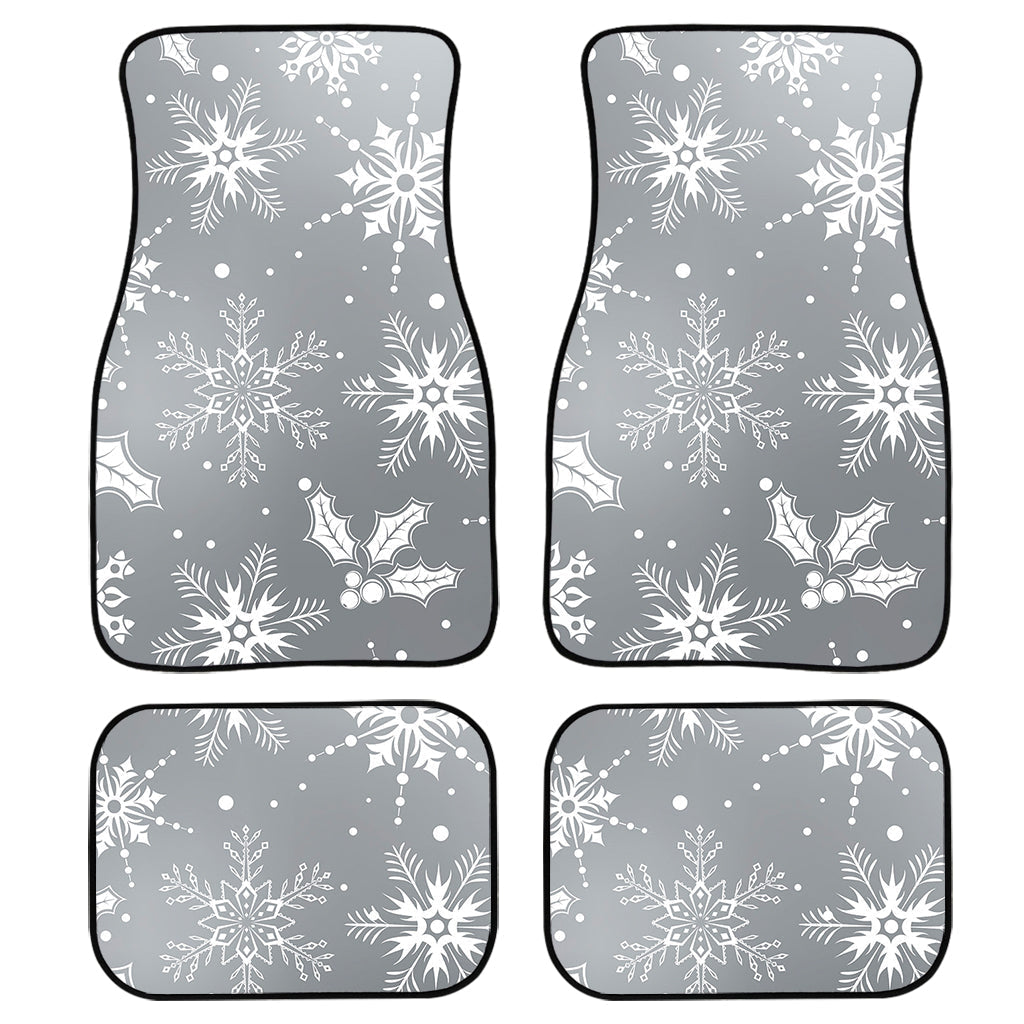 Silver And White Snowflake Pattern Print Front And Back Car Floor Mats/ Front Car Mat