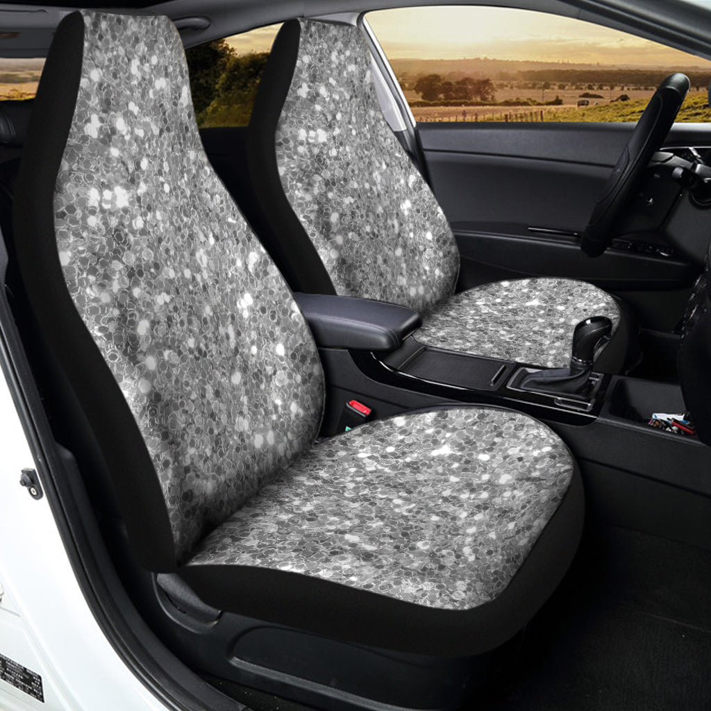 Silver Glitter Texture Print Universal Fit Car Seat Covers