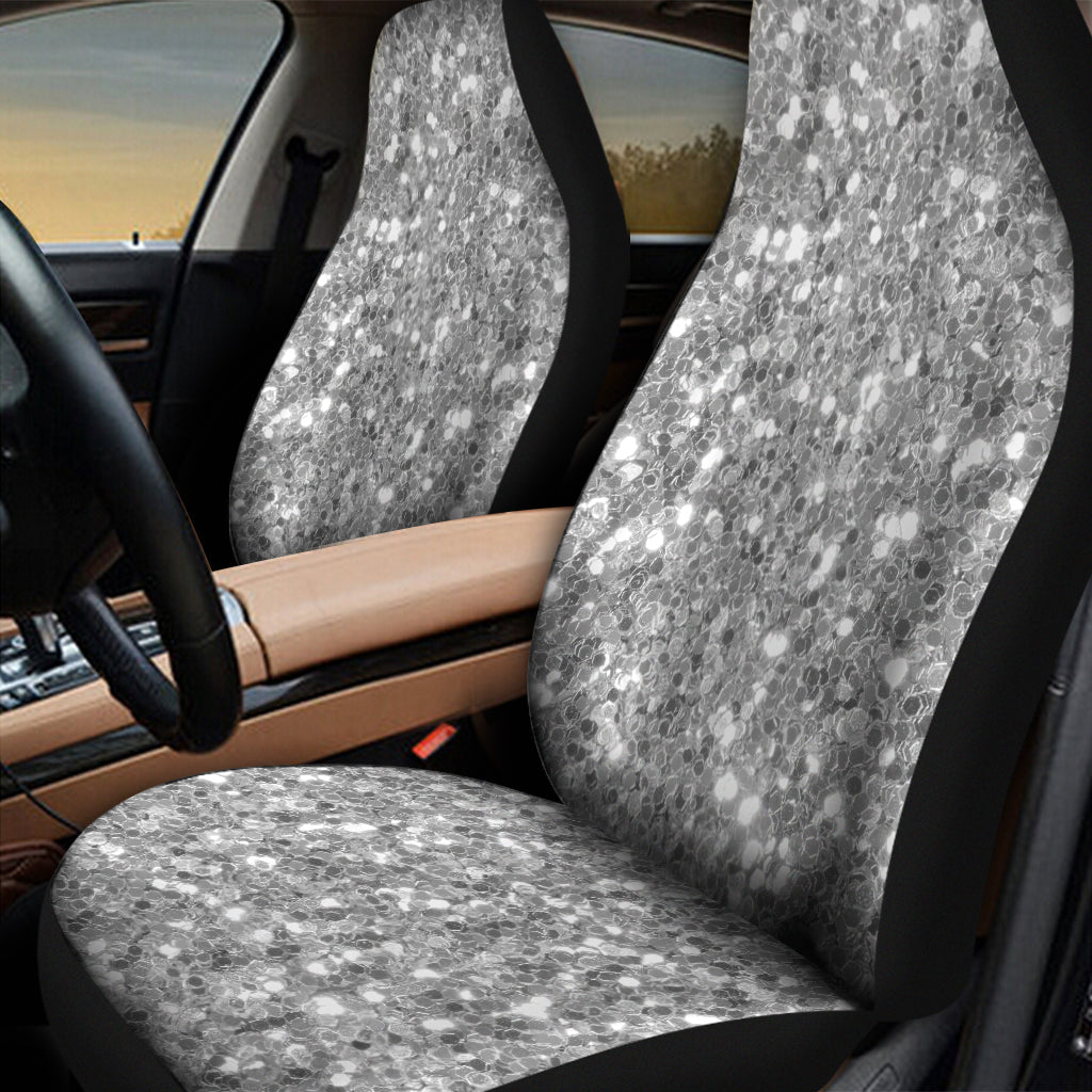 Silver Glitter Texture Print Universal Fit Car Seat Covers