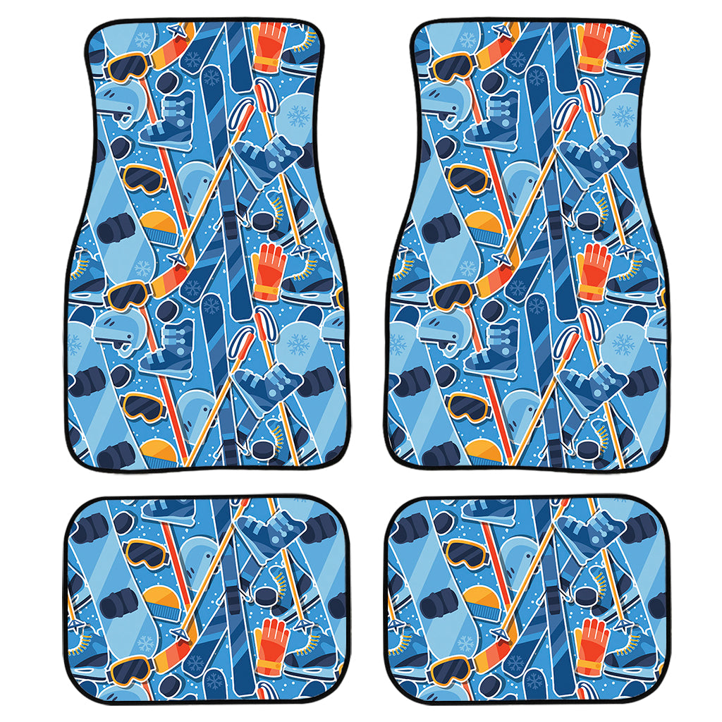 Skiing Equipment Pattern Print Front And Back Car Floor Mats/ Front Car Mat