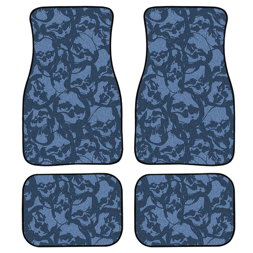 Skull Denim Jeans Pattern Print Front And Back Car Floor Mats/ Front Car Mat