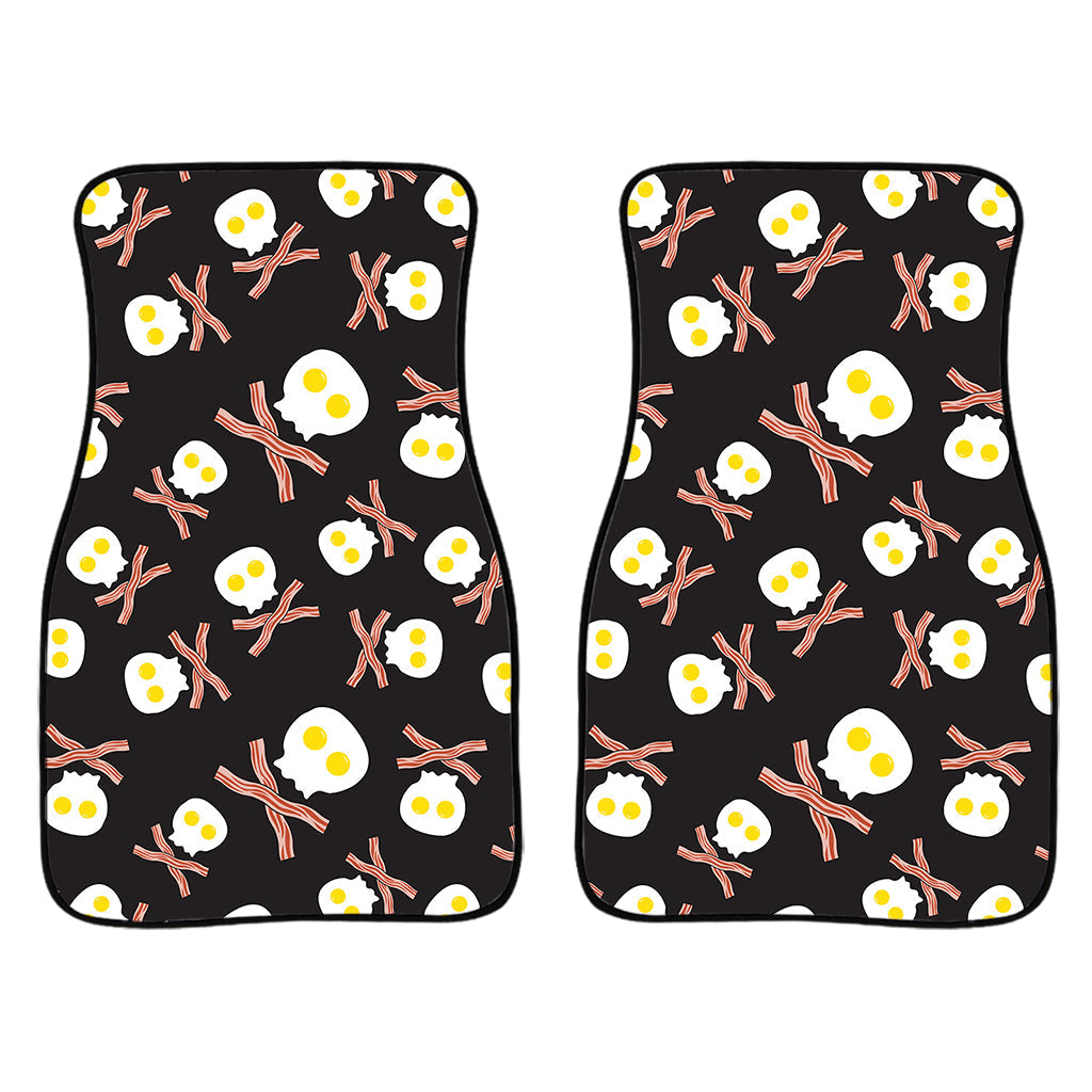 Skull Fried Egg And Bacon Pattern Print Front And Back Car Floor Mats/ Front Car Mat