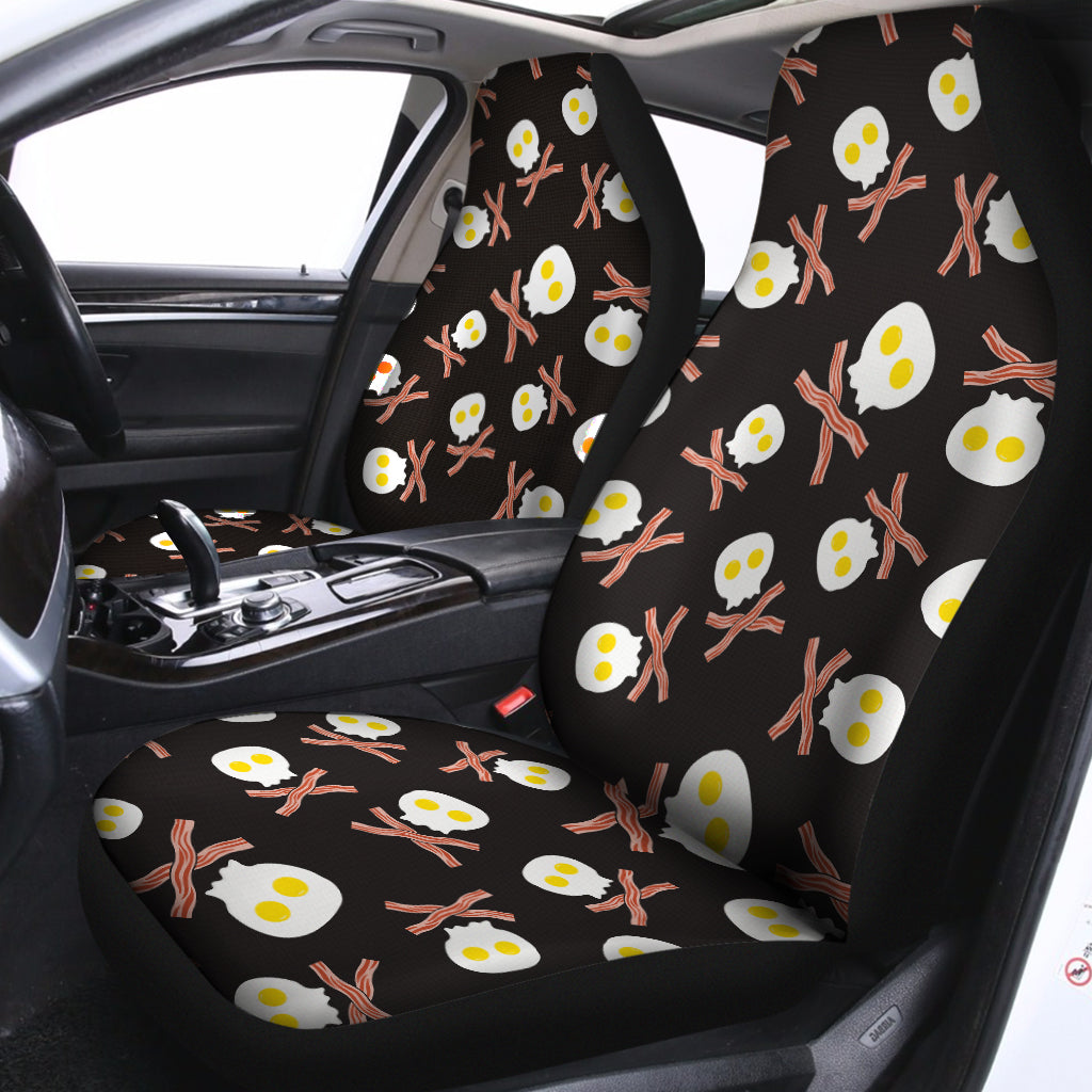 Skull Fried Egg And Bacon Pattern Print Universal Fit Car Seat Covers