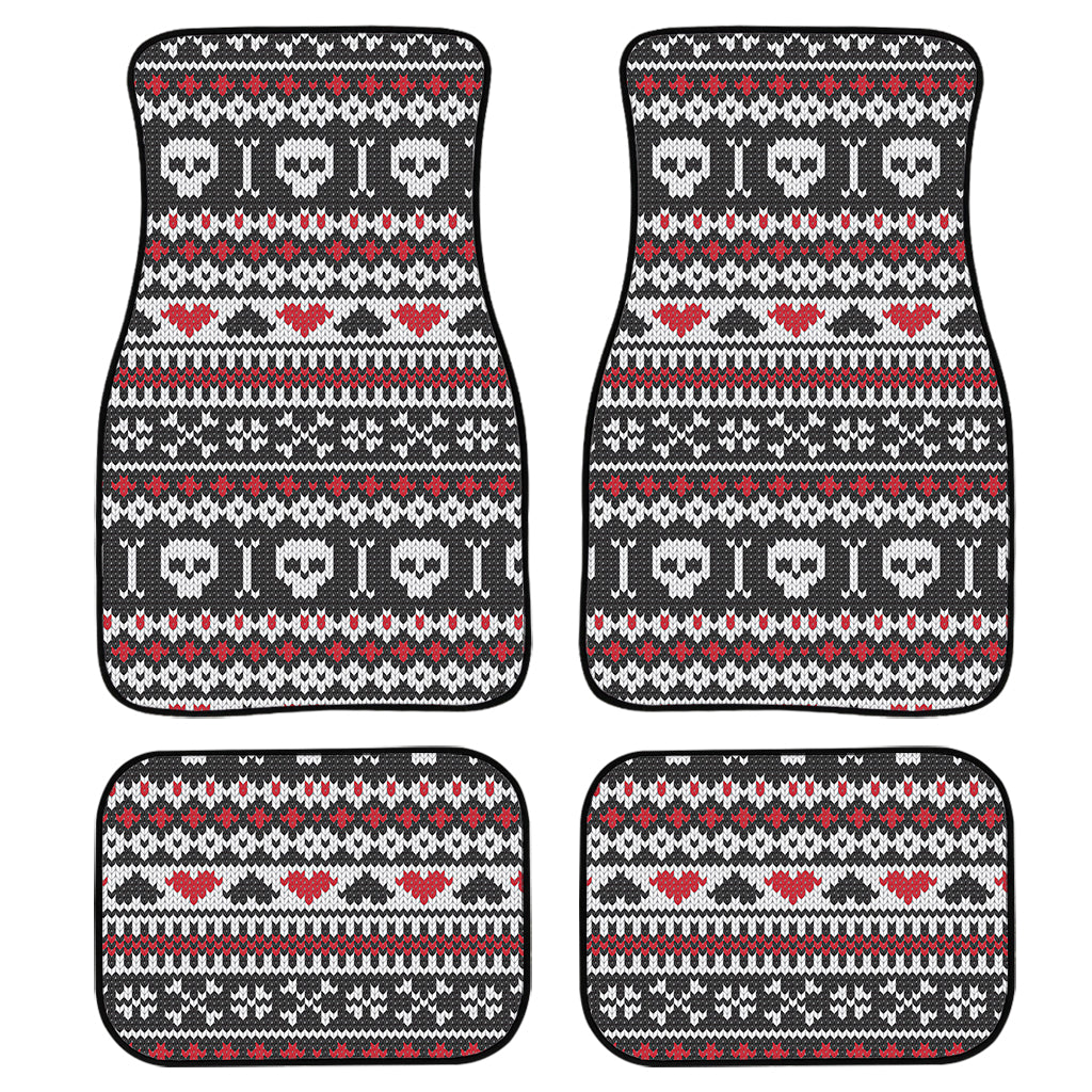 Skull Knitted Pattern Print Front And Back Car Floor Mats/ Front Car Mat