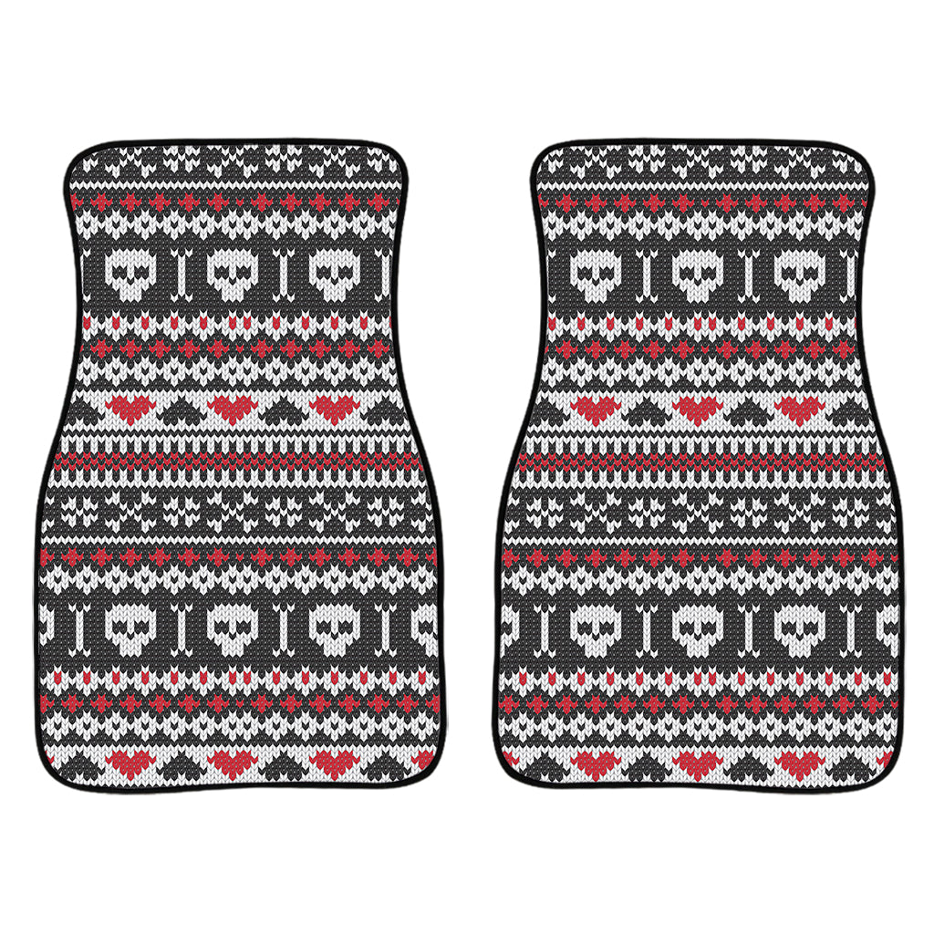Skull Knitted Pattern Print Front And Back Car Floor Mats/ Front Car Mat