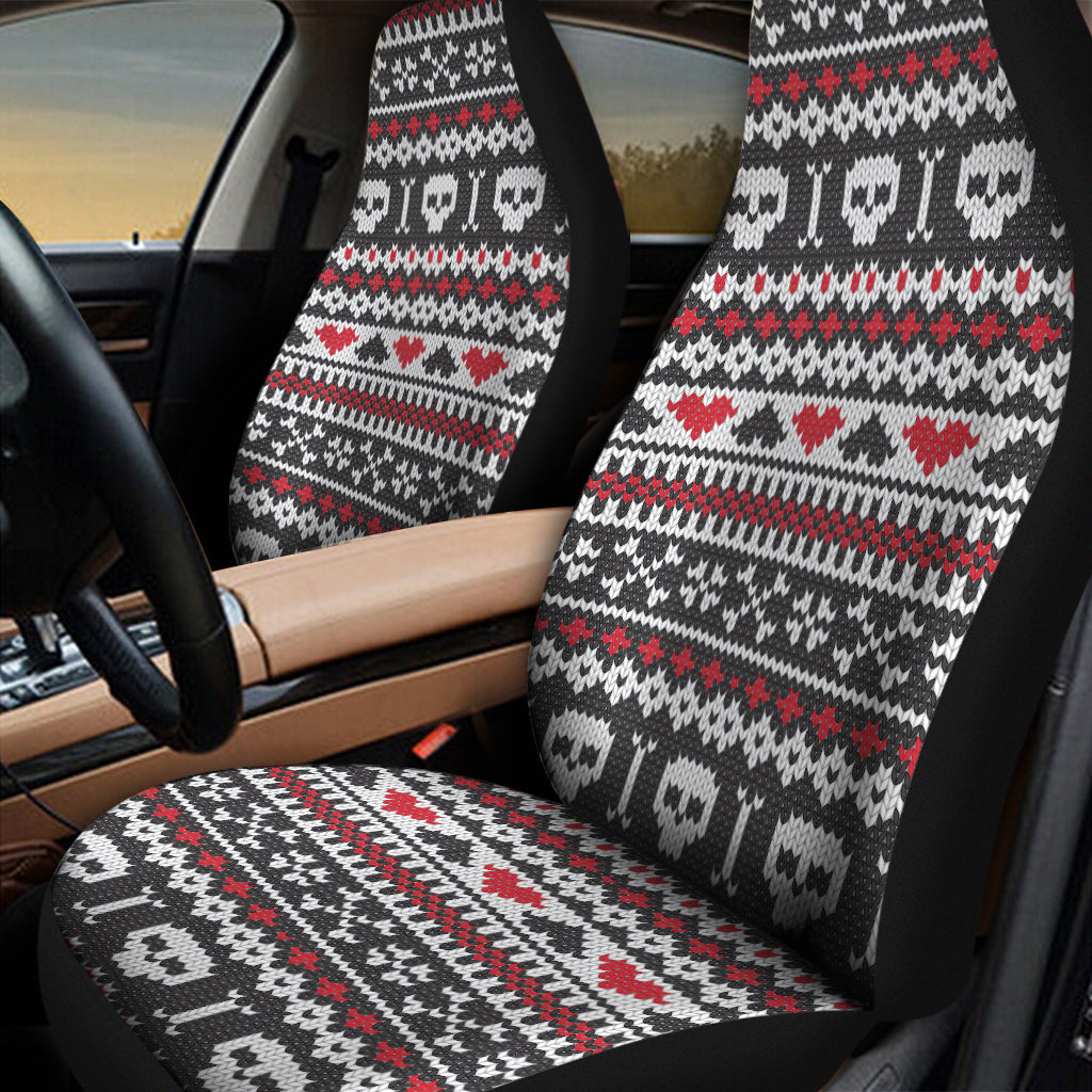 Skull Knitted Pattern Print Universal Fit Car Seat Covers