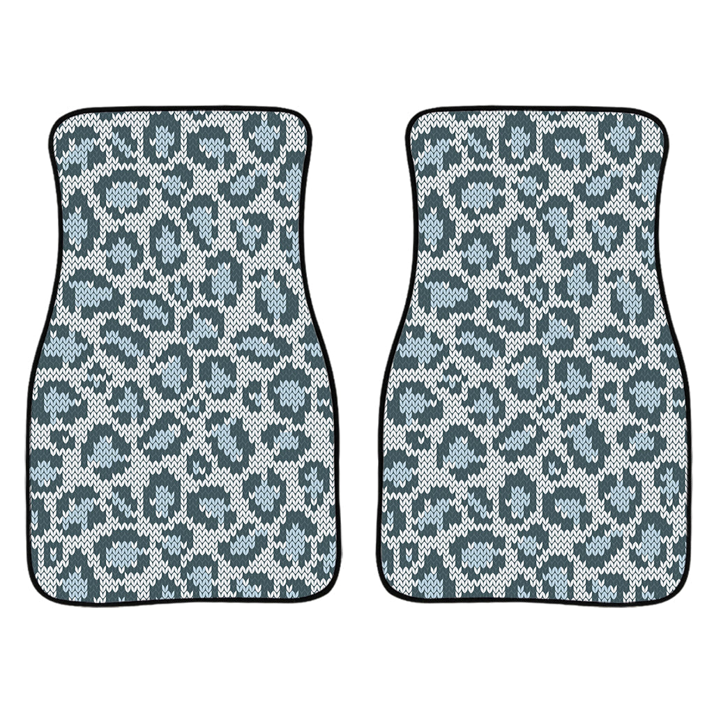 Snow Leopard Knitted Pattern Print Front And Back Car Floor Mats/ Front Car Mat