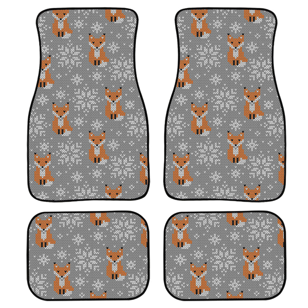 Snowy Fox Knitted Pattern Print Front And Back Car Floor Mats/ Front Car Mat