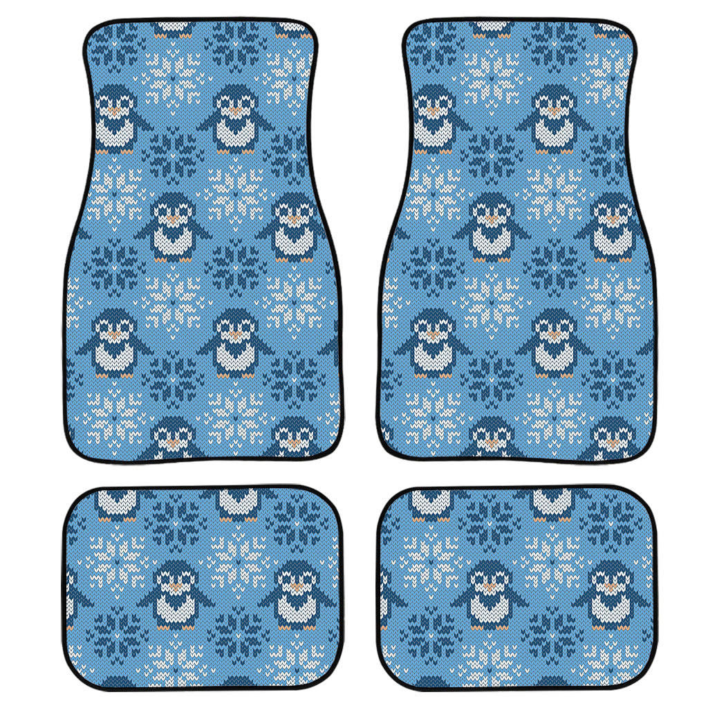 Snowy Penguin Knitted Pattern Print Front And Back Car Floor Mats/ Front Car Mat