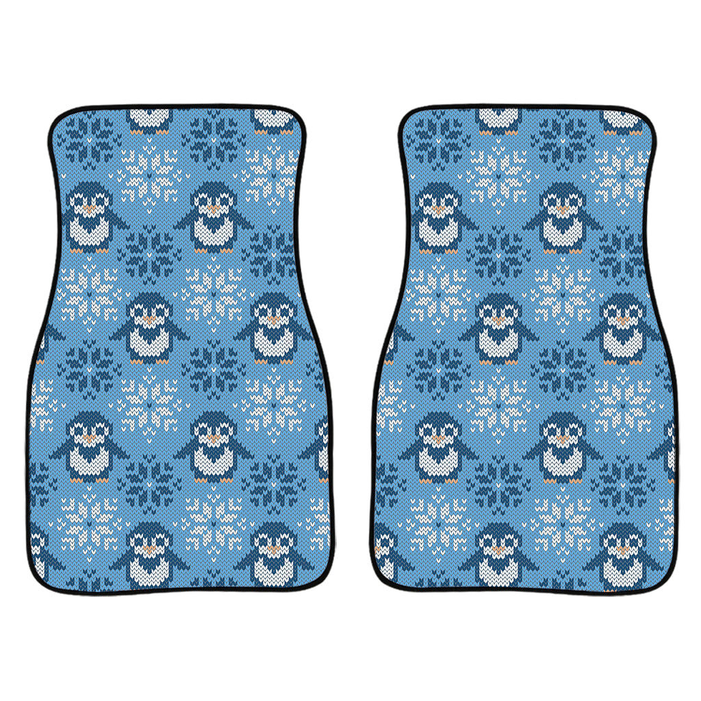 Snowy Penguin Knitted Pattern Print Front And Back Car Floor Mats/ Front Car Mat