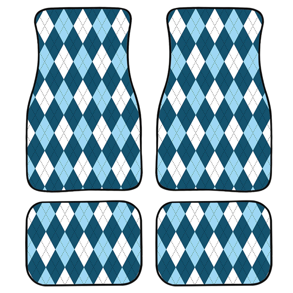 Soft Blue Argyle Pattern Print Front And Back Car Floor Mats/ Front Car Mat