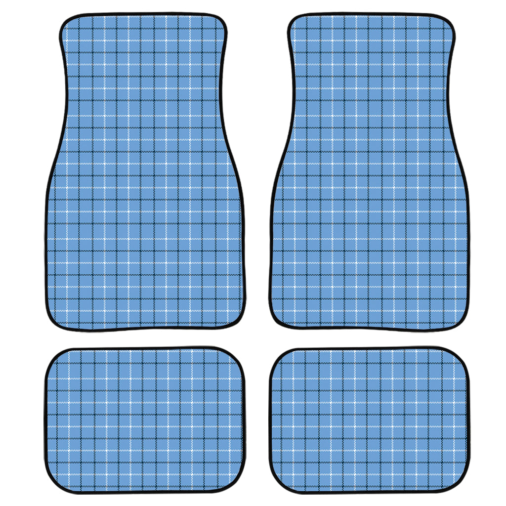 Solf Blue Tattersall Pattern Print Front And Back Car Floor Mats/ Front Car Mat