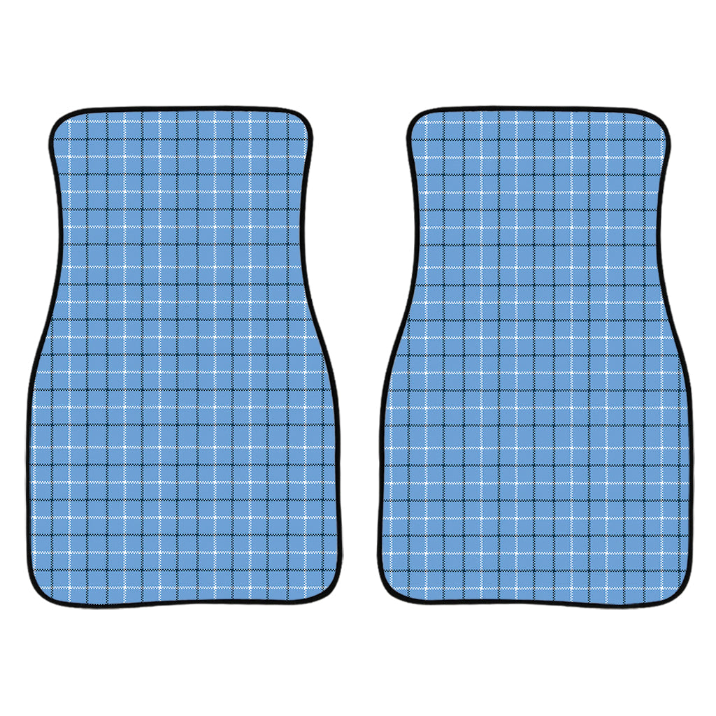 Solf Blue Tattersall Pattern Print Front And Back Car Floor Mats/ Front Car Mat