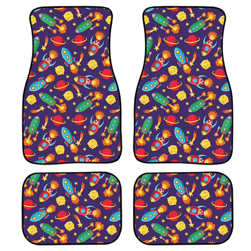 Space Rockets Pattern Print Front And Back Car Floor Mats/ Front Car Mat