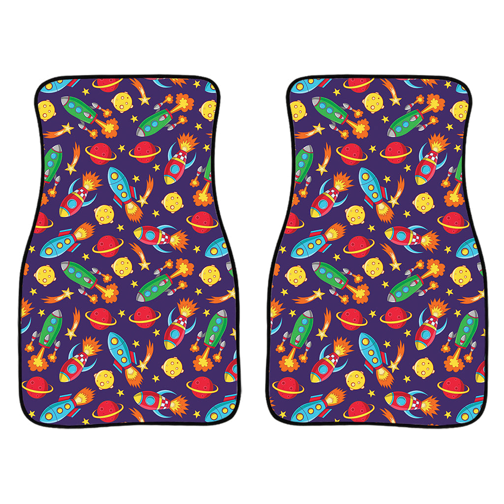 Space Rockets Pattern Print Front And Back Car Floor Mats/ Front Car Mat