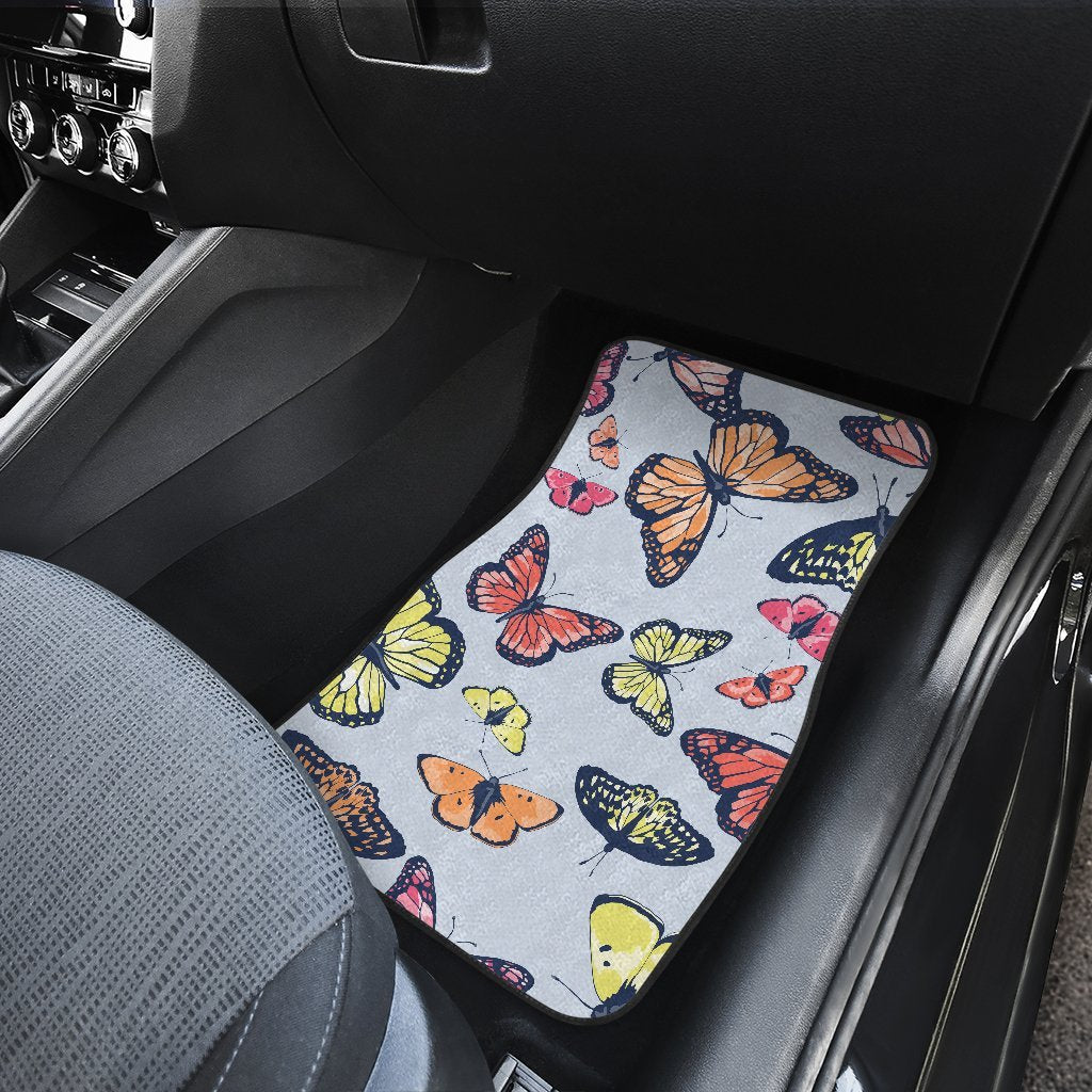 Spring Butterfly Pattern Print Front And Back Car Floor Mats/ Front Car Mat