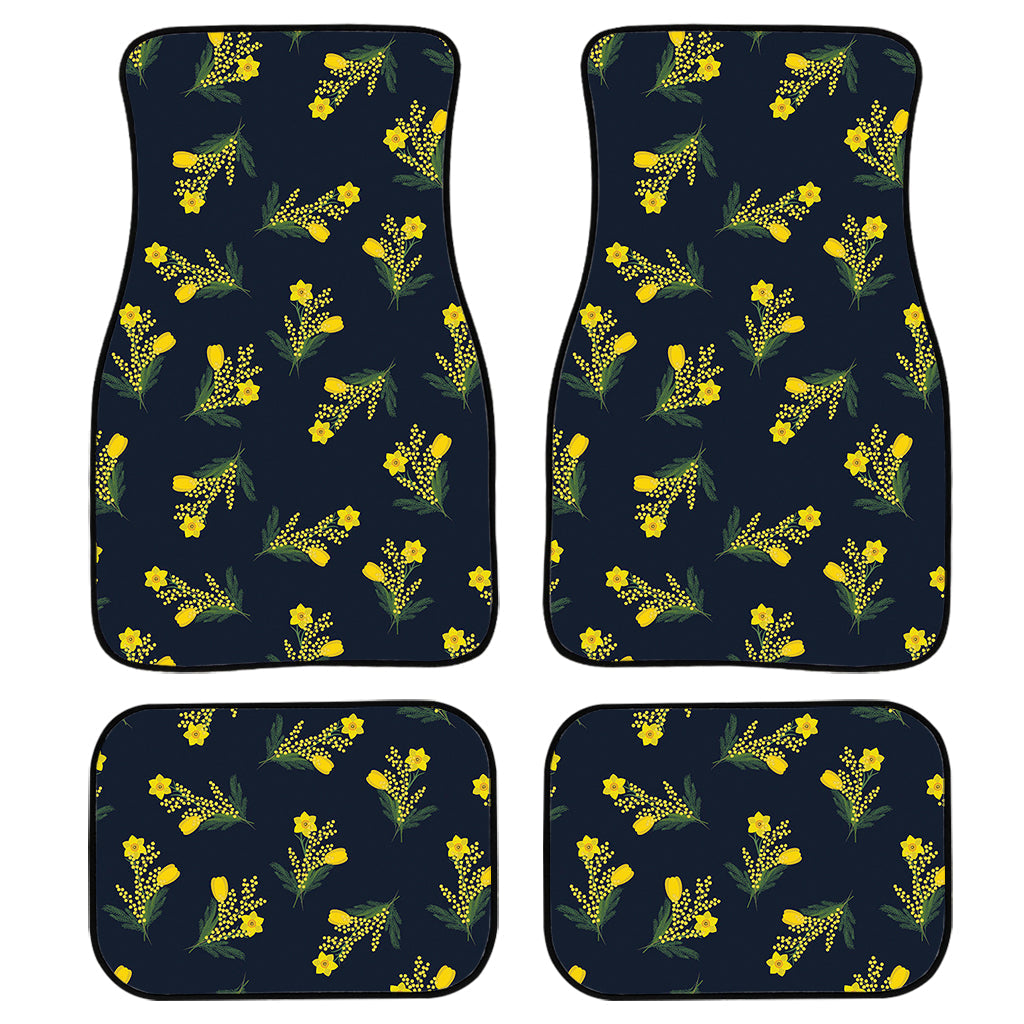 Spring Daffodil Flower Pattern Print Front And Back Car Floor Mats/ Front Car Mat